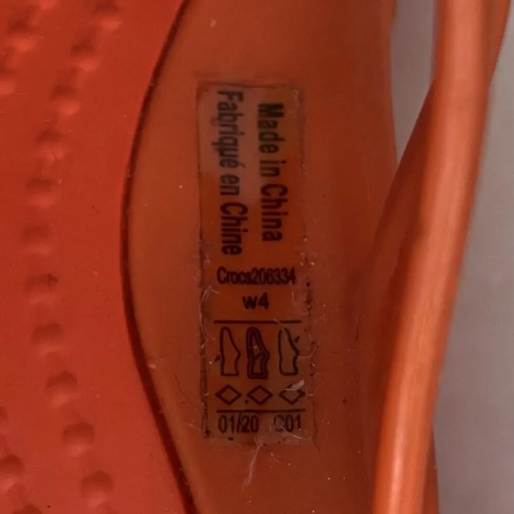 Crocs Kadee II Orange Slides Sandals Girls Youth Size 4 Summer Vacation Beach